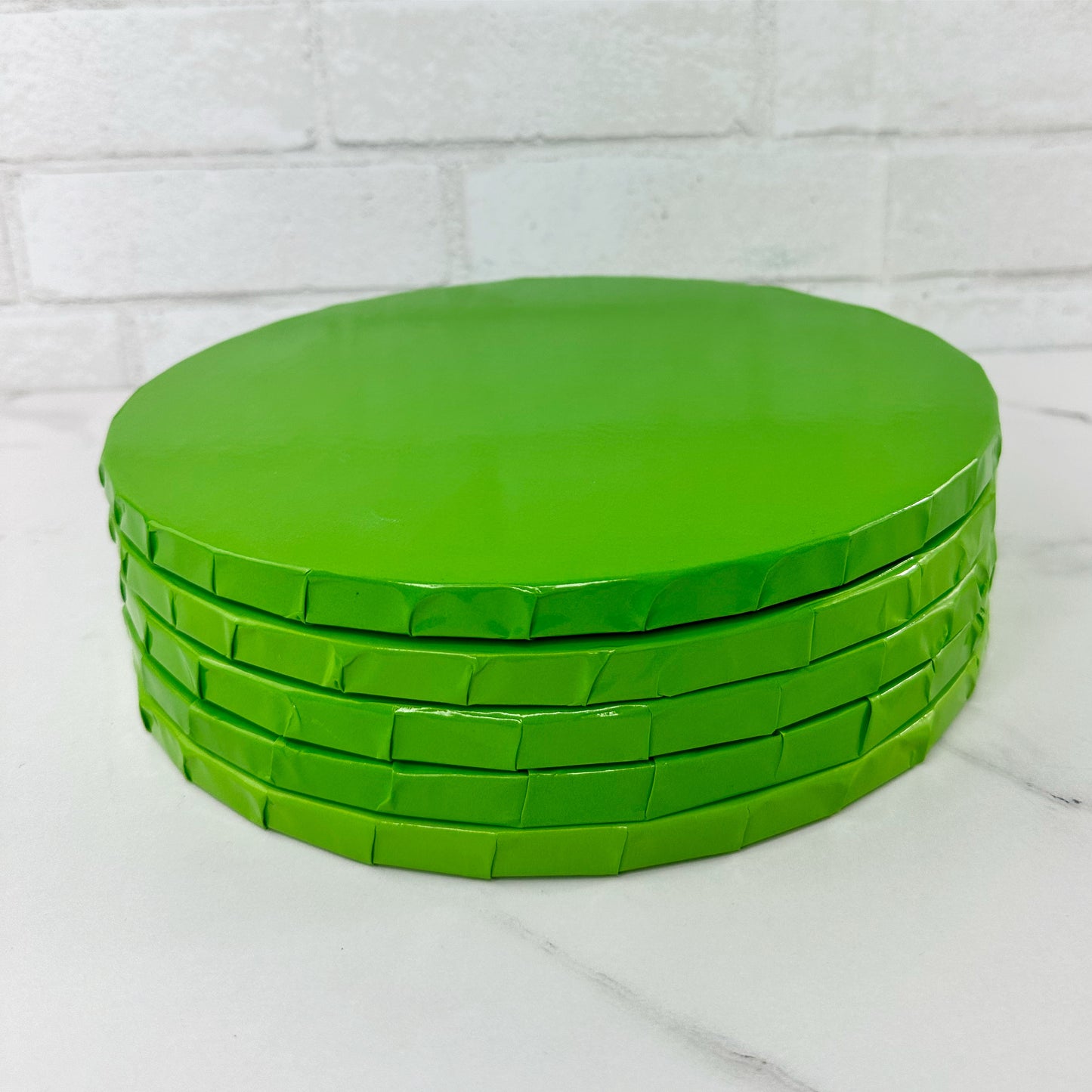 10” ROUND CAKE DRUM LIME GREEN ( SET OF 5 )